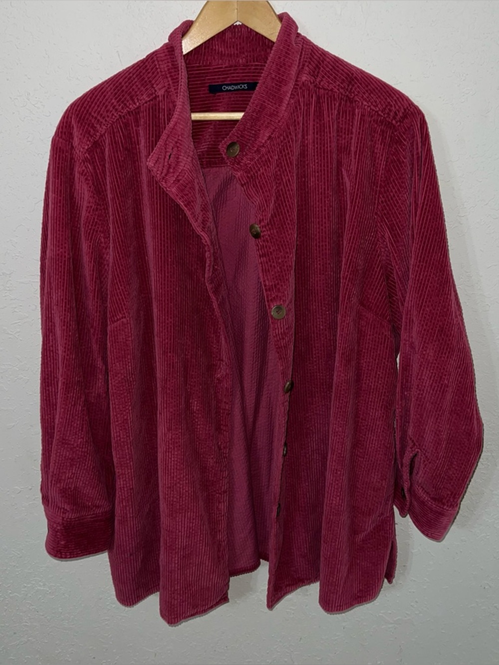 Chadwick’s Corduroy Jacket Pink Shacket Button-Up Size 2X.